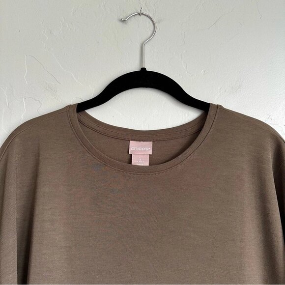 Chico's | Women's Short Dolman Sleeve Fall Olive Green Blouse Top - Picture 3 of 7